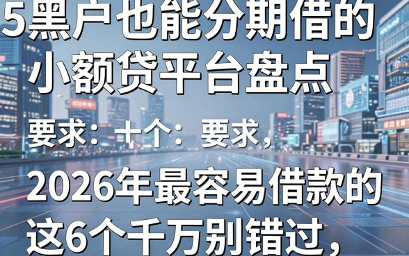 5个黑户也能分期借的小额贷平台盘点，2026年最容易借款的这6个千万别错过