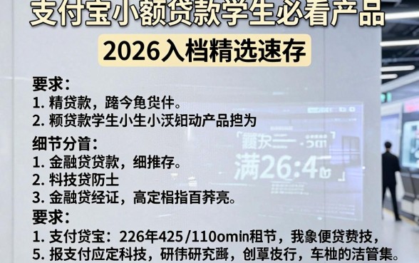5个支付宝小额贷款学生必看产品,2026年入档精选速存!