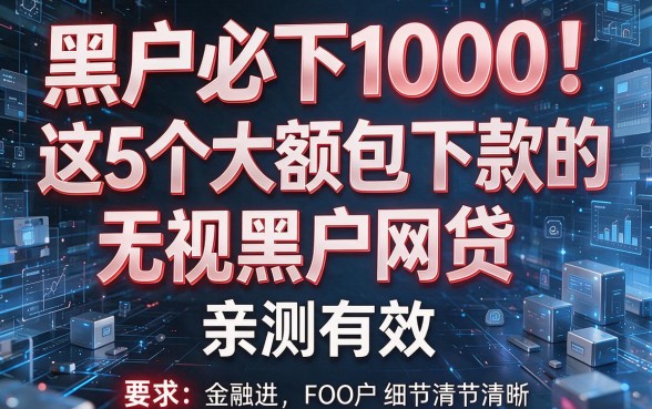 黑户必下1000!这5个大额包下款的无视黑户网贷,亲测有效