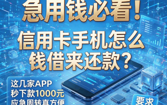 急用钱必看!信用卡手机怎么借钱出来还款?这几家APP秒下款1000元,应急周转真方便