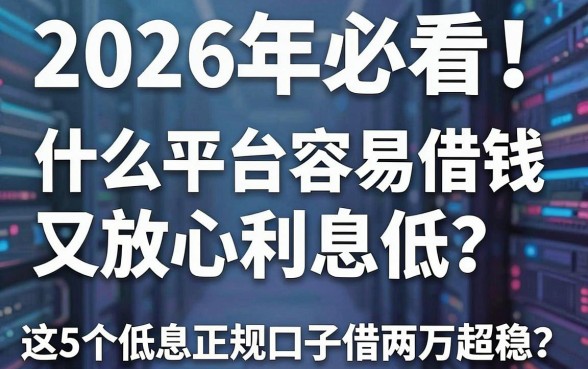 2026年必看！什么平台容易借钱又放心利息低？这5个低息正规口子借两万超稳