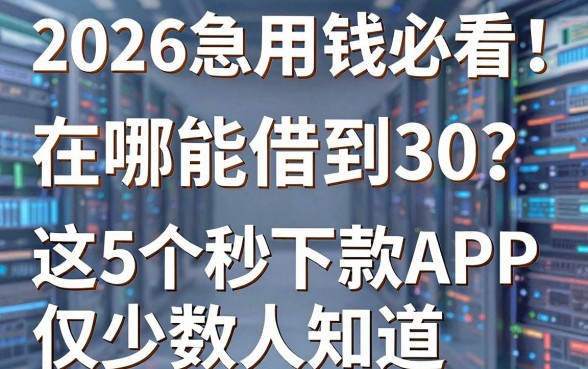 2026急用钱必看！在哪能借到30？这5个秒下款APP仅少数人知道