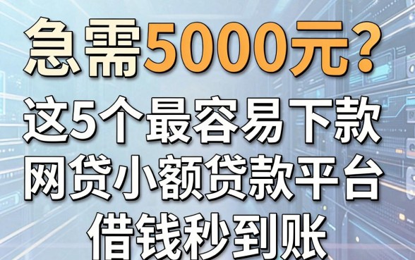 急需5000元？这5个最容易下款的网贷小额贷款平台，借钱秒到账！