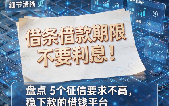 借条借款期限不要利息!盘点5个征信要求不高、稳下款的借钱平台