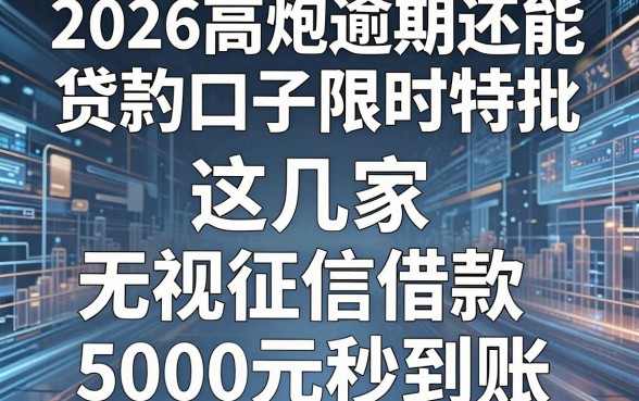 2026高炮逾期还能贷款的口子限时特批,这几家无视征信借款5000元秒到账