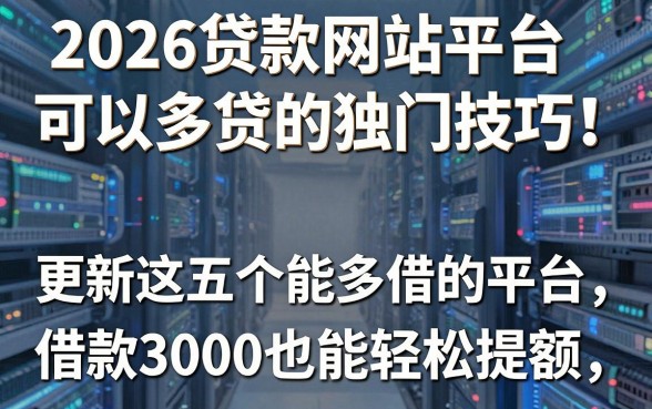2026贷款网站平台可以多贷的独门技巧!更新这五个能多借的平台,借款3000也能轻松提额