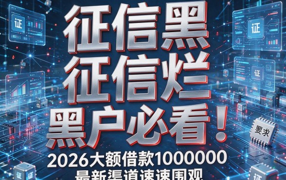 征信黑、征信烂、黑户必看!2026大额借款100000最新渠道速速围观!