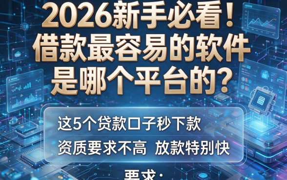 2026新手必看!借款最容易的软件是哪个平台的?这5个贷款口子秒下款、资质要求不高、放款特别快!
