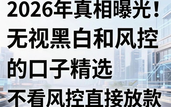 2026年真相曝光！5个无视黑白和风控的口子精选，不看风控直接放款