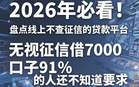 2026年必看!盘点线上不查征信的贷款平台,无视征信借7000的口子91%的人还不知道