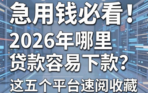 急用钱必看!2026年哪里贷款容易下款?这五个平台速阅收藏