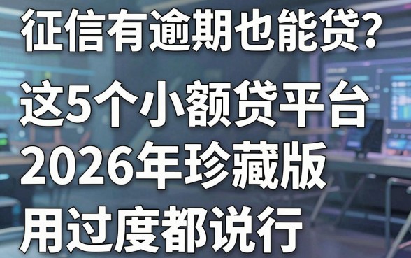 征信有逾期也能贷?这5个小额贷款平台2026年珍藏版,20000额度用过都说行