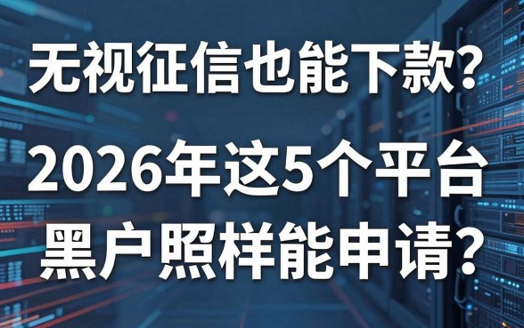 无视征信也能下款?2026年这5个平台,黑户照样能申请