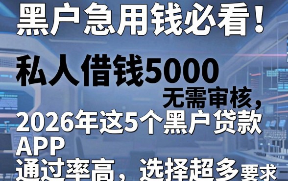 黑户急用钱必看!私人借钱5000无需审核,2026年这5个黑户贷款APP通过率高、选择超多!