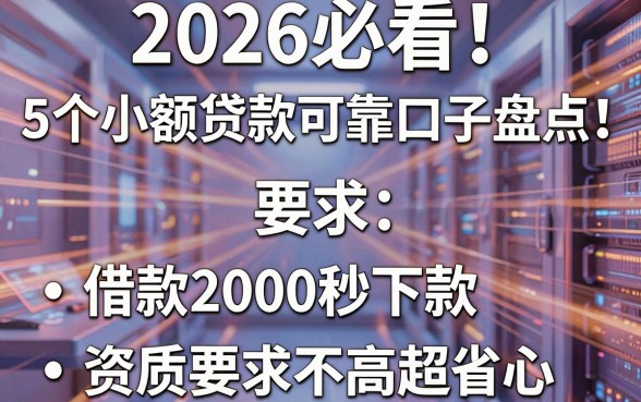 2026必看!5个小额贷款可靠口子盘点,借款2000秒下款,资质要求不高超省心