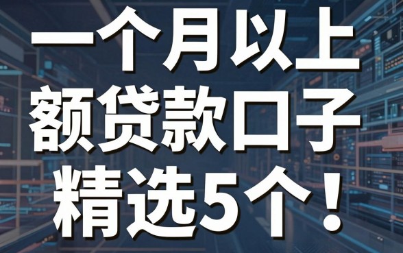 一个月以上额贷款口子精选5个!超详细解读别错过