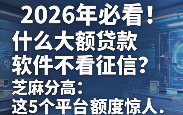 2026年必看!什么大额贷款软件不看征信?芝麻分高这5个平台额度惊人