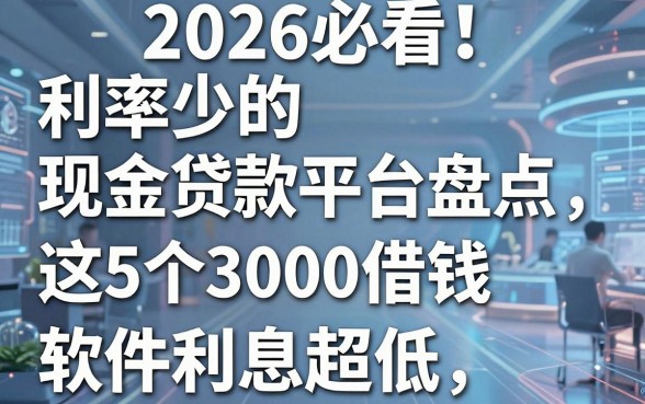 2026必看!利率少的现金贷款平台盘点,这5个3000借钱软件利息超低