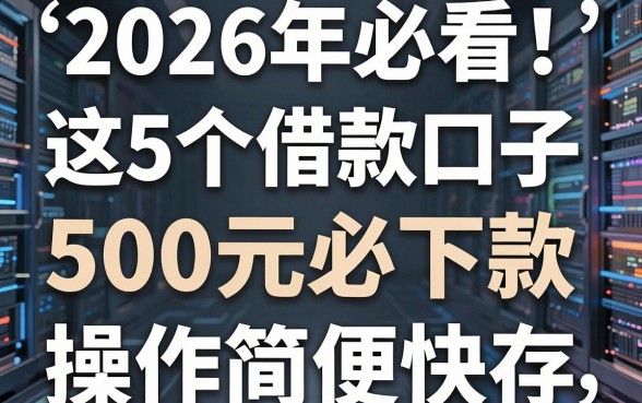 2026年必看!这5个借款口子无视黑户,500元必下款,操作简便快存