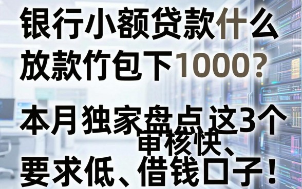 银行小额贷款什么放款包下1000?本月独家盘点这3个审核快、要求低的借钱口子!