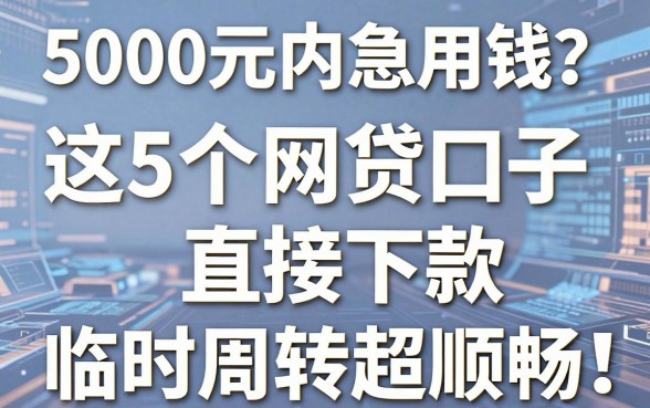 5000元内急用钱？这5个网贷口子直接下款，临时周转超顺畅！