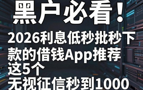 黑户必看!2026利息低秒批秒下款的借钱App推荐,这5个无视征信秒到1000