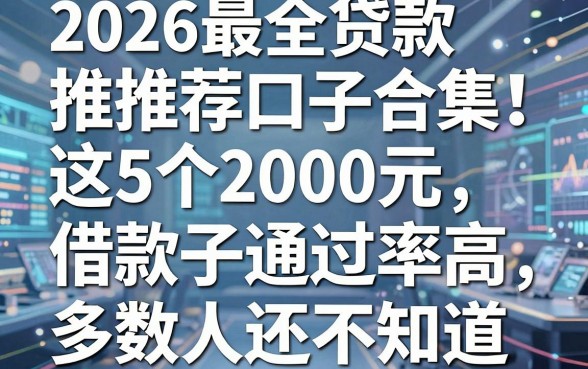 2026最全贷款推荐口子合集!这5个2000元借款口子通过率高,多数人还不知道