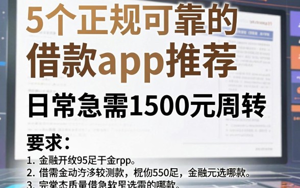 5个正规可靠的借款app推荐，日常急需1500元周转选哪款？