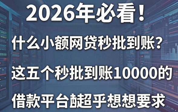 2026年必看!什么小额网贷秒批到账?这五个秒批到账10000的借款平台体验超乎想象