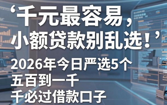 千元最容易小额贷款别乱选!2026年今日严选5个五百到一千必过借款口子