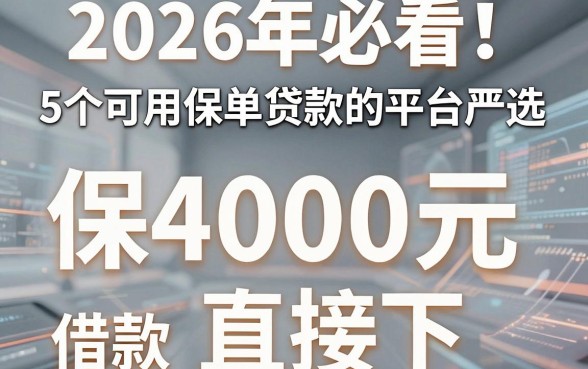 2026年必看!5个可用保单贷款的平台严选,保单借款4000元直接下、无视征信
