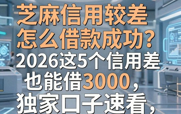 芝麻信用较差怎么借款成功？2026这5个信用差也能借3000的独家口子速看