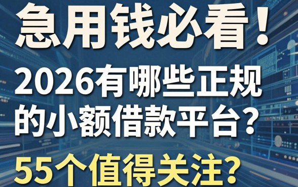 急用钱必看!2026有哪些正规的小额借款平台?这5个值得关注!