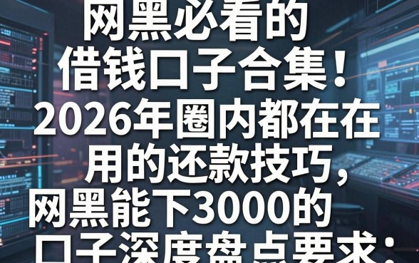 网黑必看的借钱口子合集!2026年圈内都在用的还款技巧,网黑能下3000的口子深度盘点
