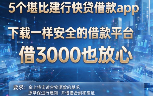 5个堪比建行快贷借款app下载一样安全的借款平台,借3000也放心!