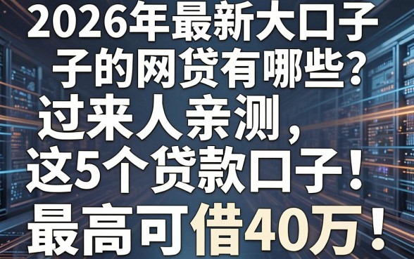 2026年最新大口子的网贷有哪些？过来人亲测这5个贷款口子，最高可借40万！