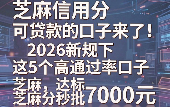 芝麻信用分可贷款的口子来了！2026新规下这5个高通过率口子，芝麻分达标秒批7000元