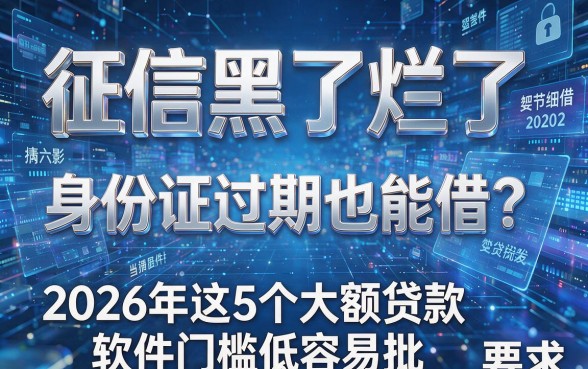 征信黑了烂了、身份证过期也能借？2026年这5个大额贷款软件门槛低容易批