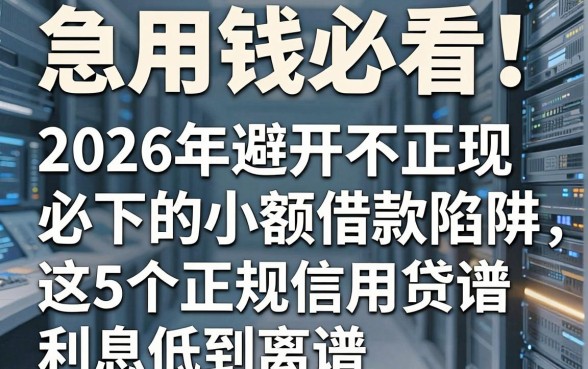 急用钱必看!2026年避开不正规必下的小额借款陷阱,这5个正规信用贷款利息低到离谱