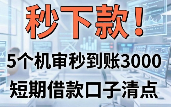 秒下款!5个机审秒到账3000的短期借款口子清点