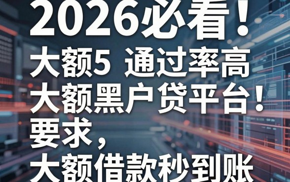 2026必看！盘点5个通过率高的大额黑户贷平台，大额借款秒到账