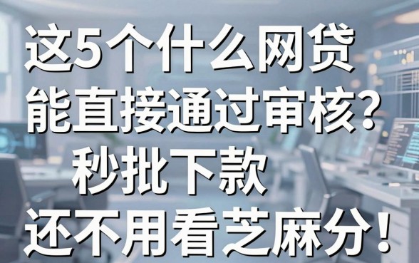 这5个什么网贷能直接通过审核？秒批下款还不用看芝麻分！