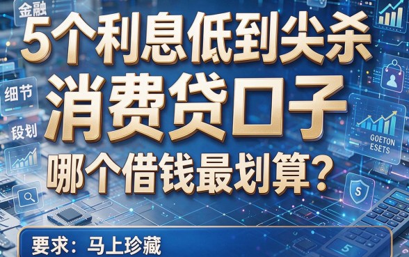 5个利息低到尖叫的消费贷口子,哪个借钱最划算?马上珍藏!