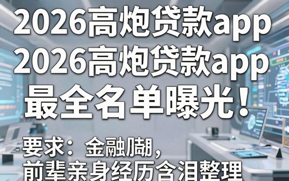 2026高炮贷款app最全名单曝光!前辈亲身经历含泪整理