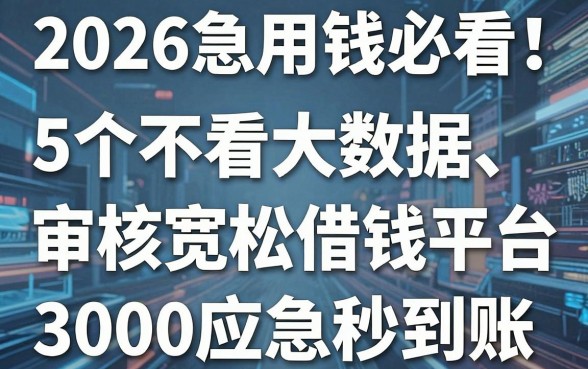 2026急用钱必看！5个不看大数据、审核宽松的借钱平台，3000应急秒到账