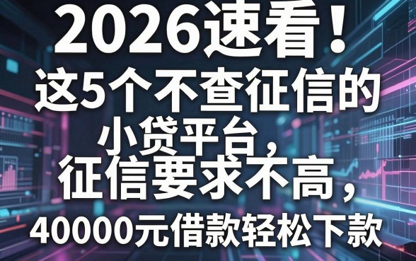 2026速看!这5个不查征信的小贷平台,征信要求不高,40000元借款轻松下款!