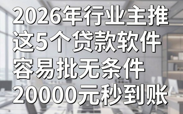 2026年行业主推:这5个贷款软件容易批无条件,20000元秒到账!