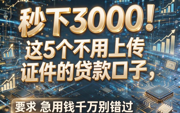 秒下3000!这5个不用上传证件的贷款口子,急用钱千万别错过