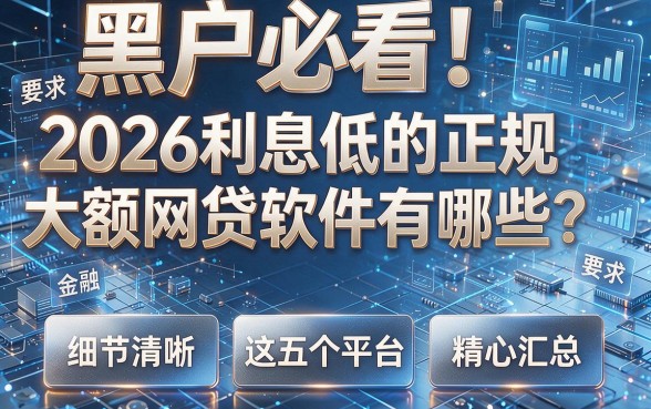 黑户必看!2026利息低的正规大额网贷软件有哪些?这五个平台精心汇总!