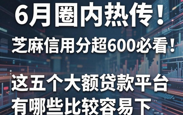 6月圈内热传！芝麻信用分超600必看：这五个大额贷款平台有哪些比较容易下